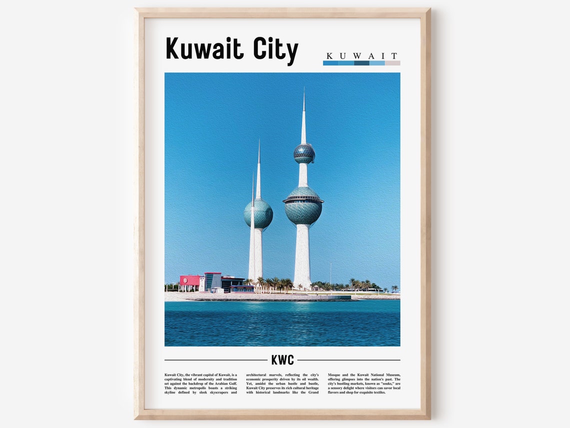 Kuwait City Poster Kuwait City Print Kuwait City Wall Art Minimal Travel Print Travel Destination Oil Painting Poster