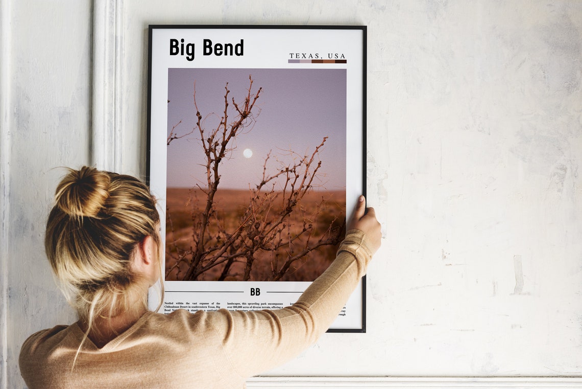 Big Bend Texas Desert Ocotillo Moon Night Sky National Park Poster - Image 2