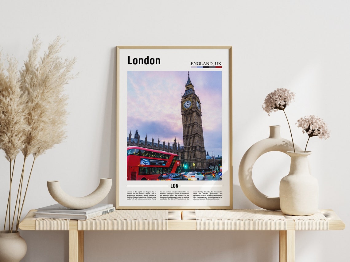 London Poster London Print London Wall Art Minimal Travel Print Minimal City Poster Travel Destination Oil Painting Poster - Image 3