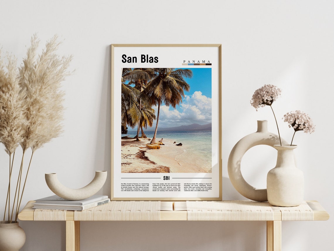San Blas Panama Palm Trees Beach Tropical Paradise Travel Poster - Image 3