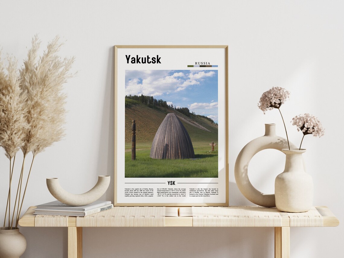 Yakutsk Print Yakutsk Poster Yakutsk Wall Art Minimal Travel Print Minimal City Poster Travel Destination Print Oil Painting Poster - Image 3