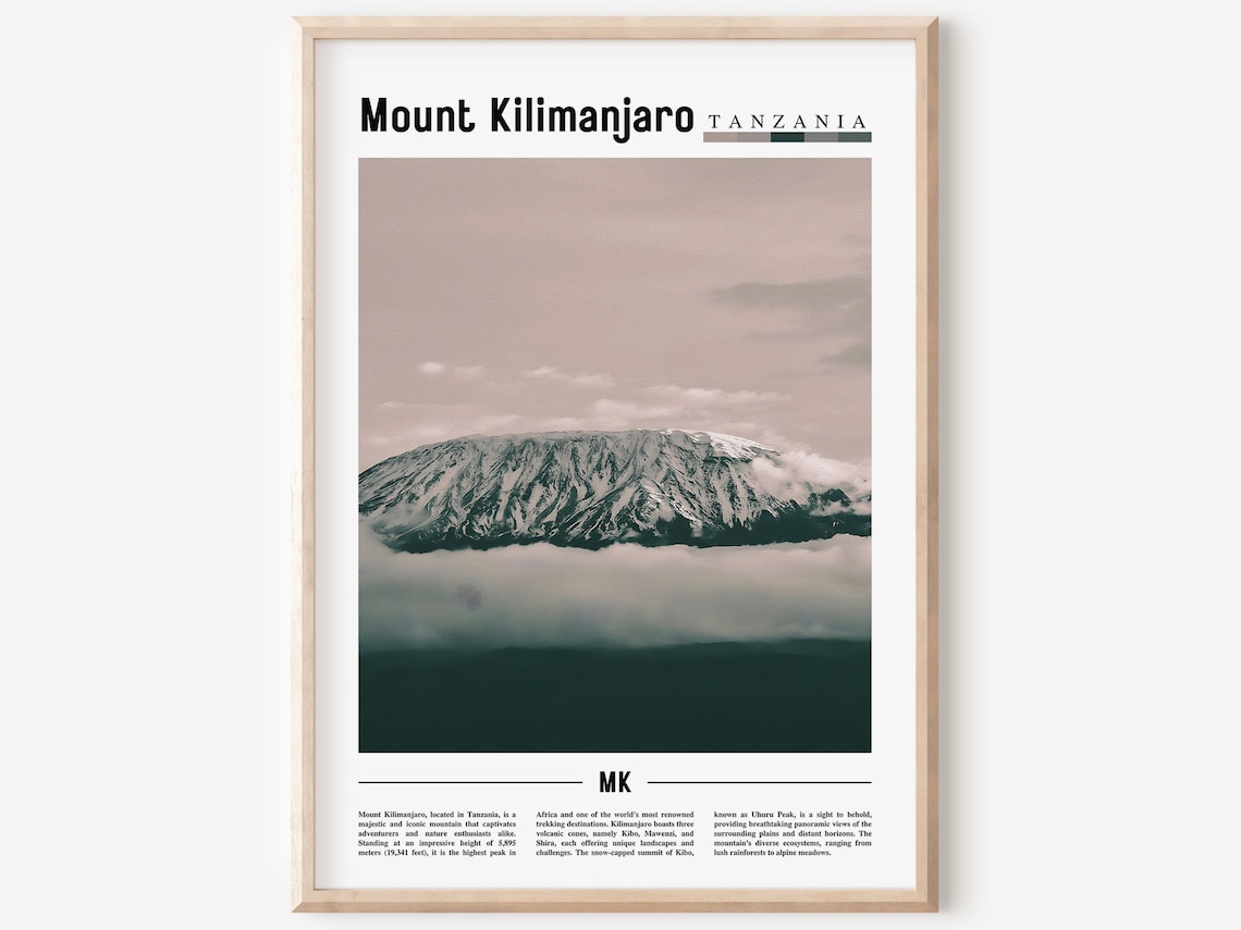 Mount Kilimanjaro Tanzania Snow Capped Peak Africa Travel Poster