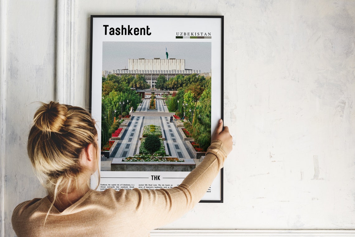 Tashkent Uzbekistan Independence Square Garden Travel Poster - Image 2
