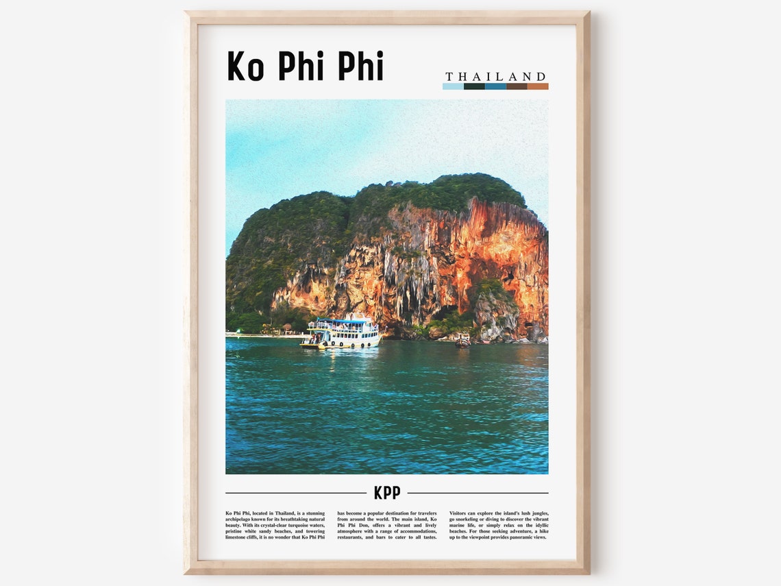 Ko Phi Phi Thailand Tropical Island Limestone Cliffs Travel Poster