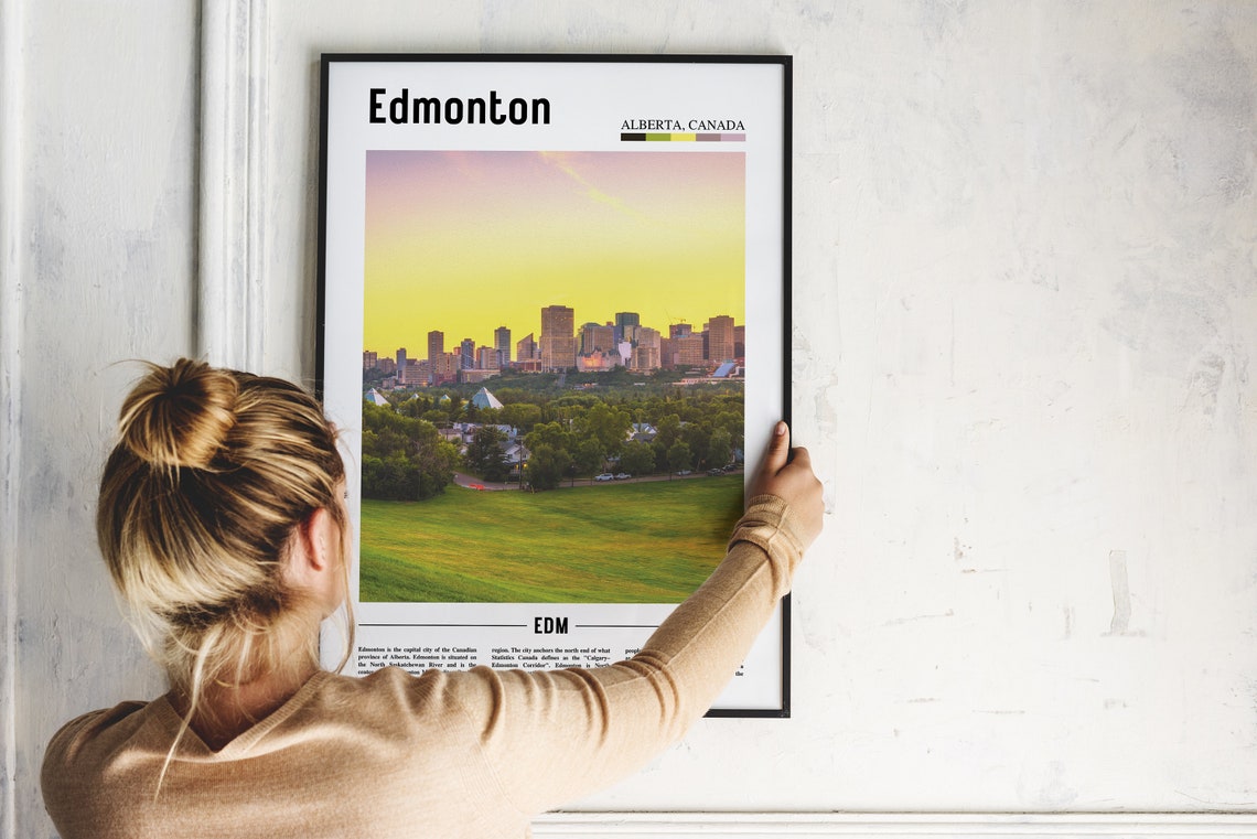 Edmonton Print Edmonton Poster Edmonton Wall Art Oil Painting Poster Colorful City Print City Artwork Travel Artwork Travel Wall Art - Image 2