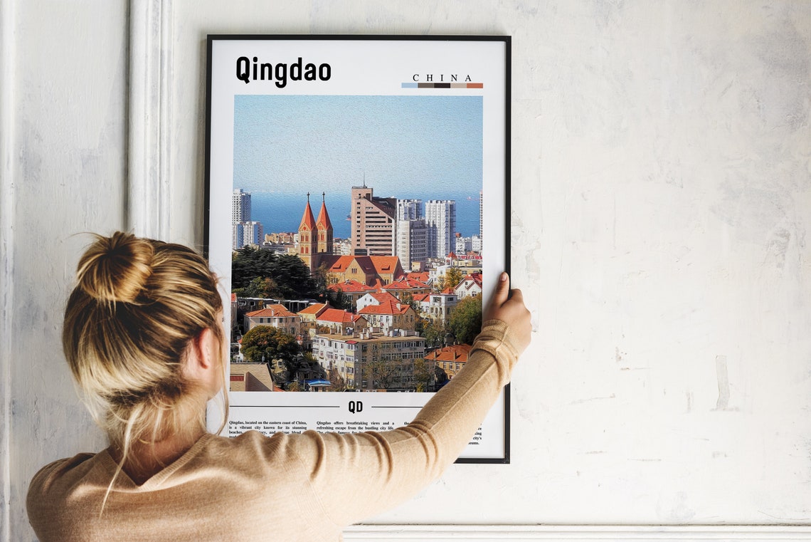 Qingdao China Red Roof Old Town Coast Sea Cityscape Art Poster - Image 2