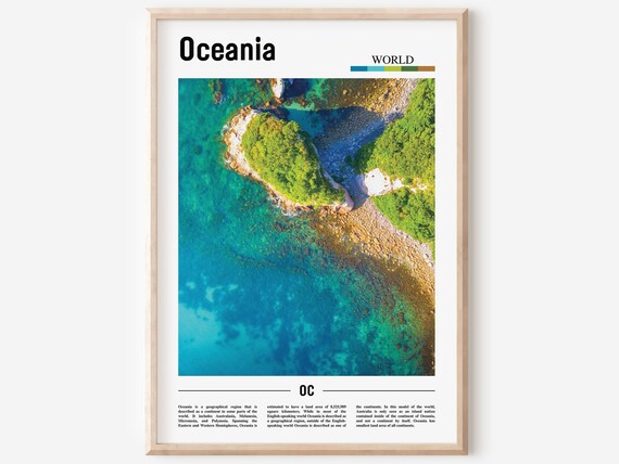 Oceania Aerial Turquoise Coastline Travel Poster Tropical Island Ocean