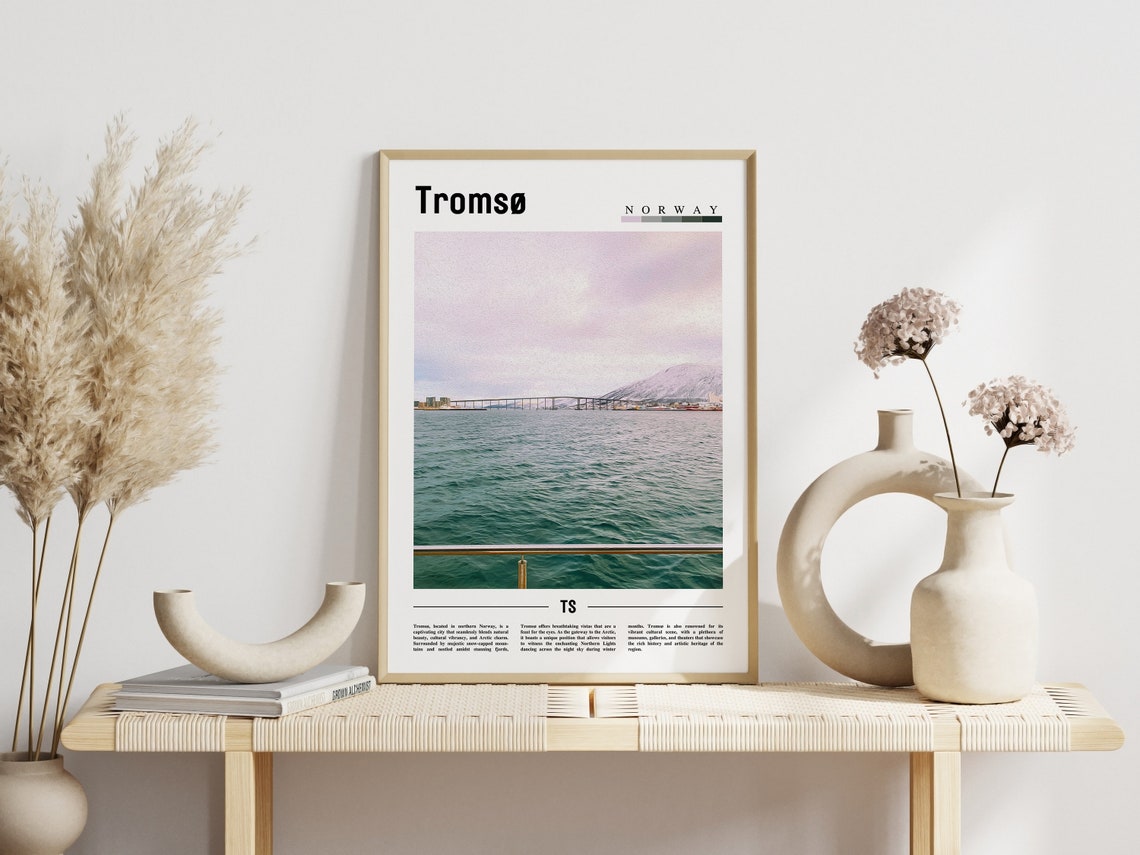 Tromso Norway Arctic Waterfront Bridge Minimalist Travel Poster - Image 3