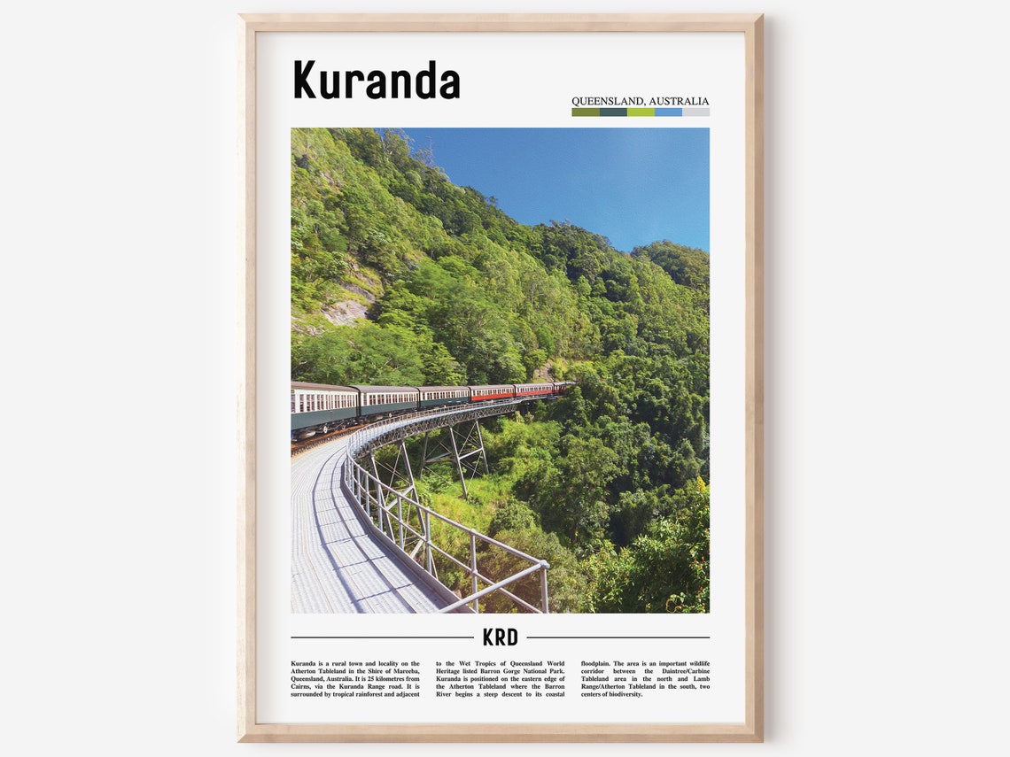Kuranda Print Kuranda Poster Kuranda Wall Art Oil Painting Poster Colorful City Print City Artwork Travel Artwork Travel Wall Art