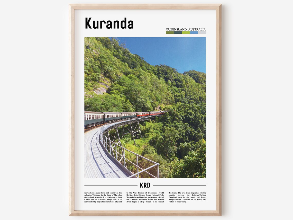 Kuranda Queensland Rainforest Train Travel Poster Australia Scenic Rail