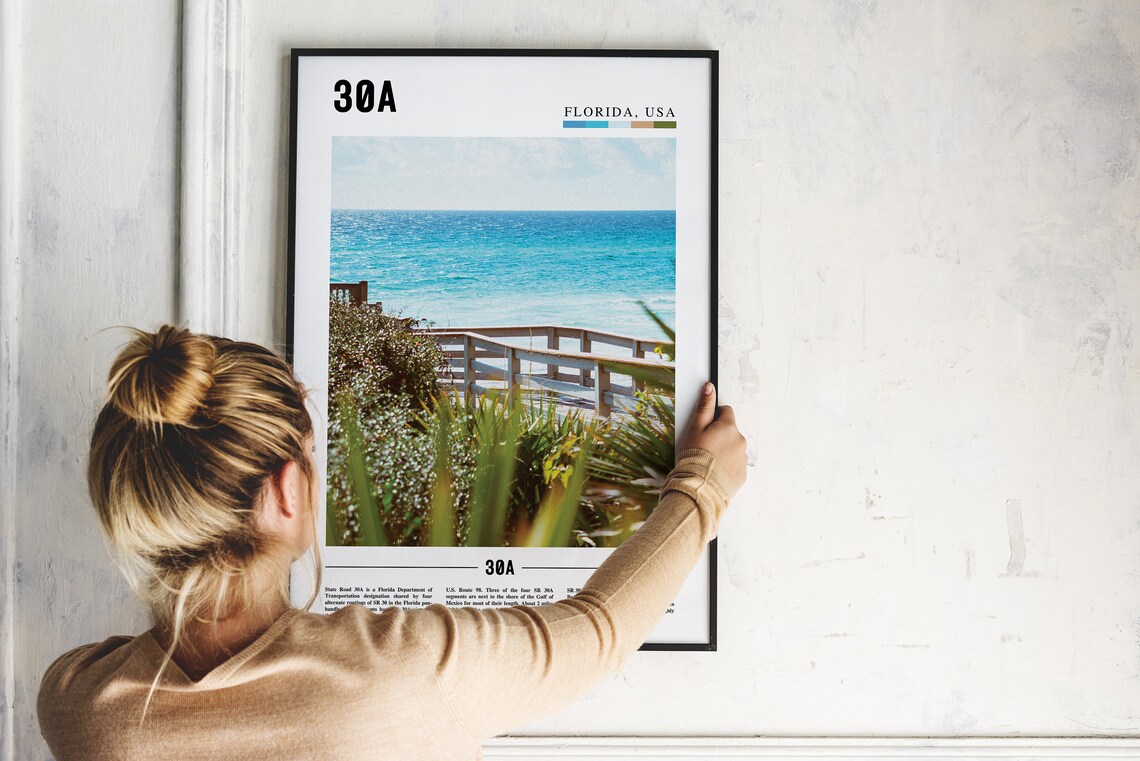 30a Florida Print 30a Florida Poster 30a Florida Wall Art Oil Painting Poster City Print City Artwork Travel Artwork Travel Wall Art - Image 2