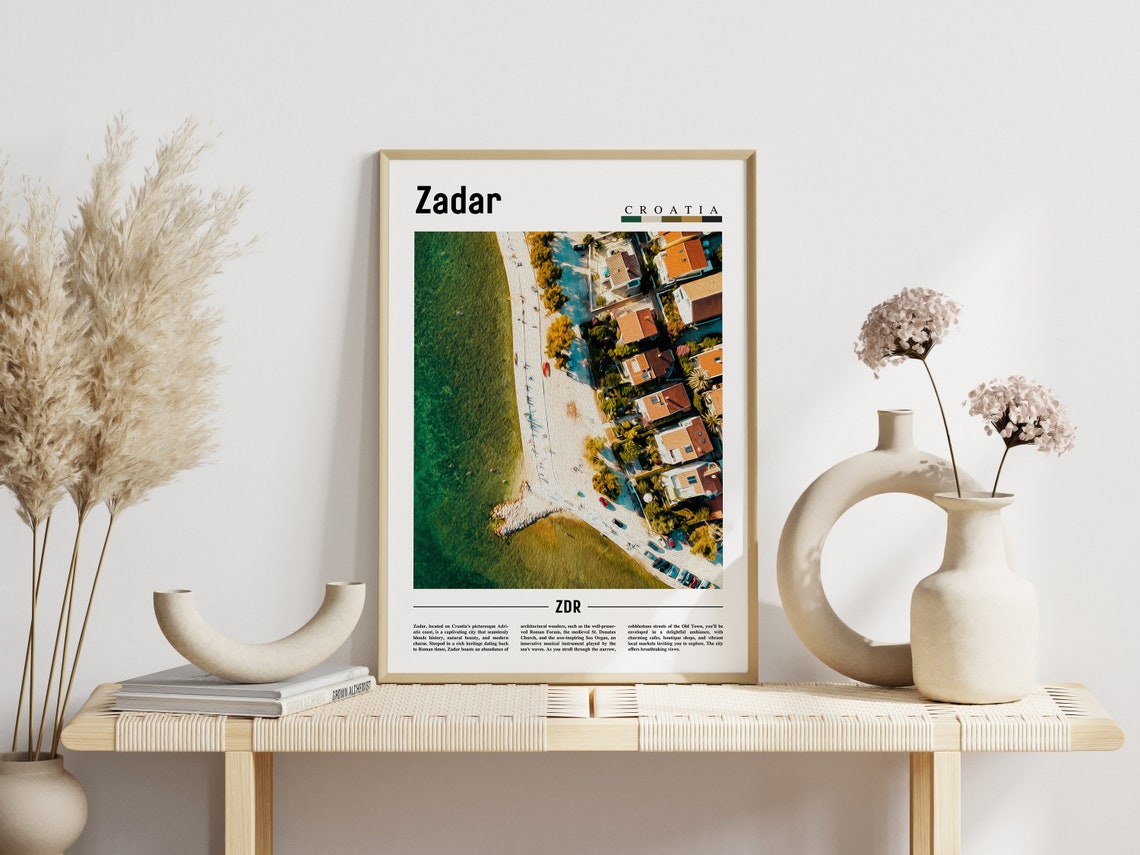 Zadar Croatia Travel Photography Poster Aerial Seaside Promenade - Image 3