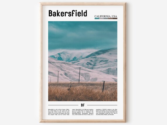 Bakersfield California Mountain Landscape Snowy Hills Travel Poster