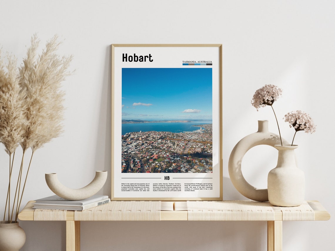 Hobart Print Hobart Poster Hobart Wall Art Minimal Travel Print Minimal City Poster Travel Destination City Print Oil Painting Poster - Image 3