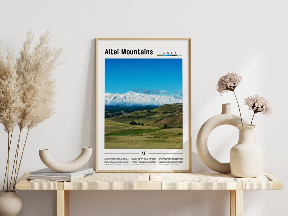 Altai Mountains Asia Snowcapped Peaks Meadow Landscape Poster - Image 3