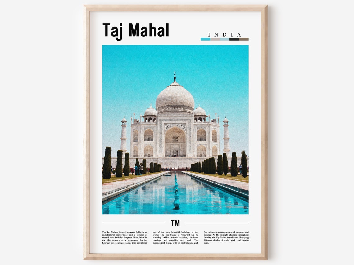Taj Mahal Poster Taj Mahal Print Taj Mahal Wall Art Asia Print Asia Poster Asia Photo Minimal Travel Poster