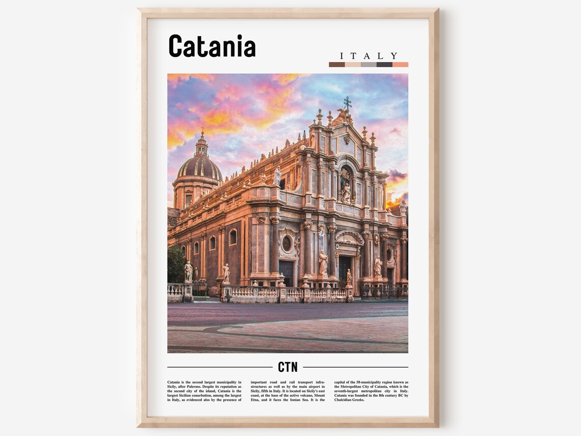 Catania Print Catania Poster Catania Wall Art Italy Poster Italy Print Italy Wall Art Minimal Travel Poster