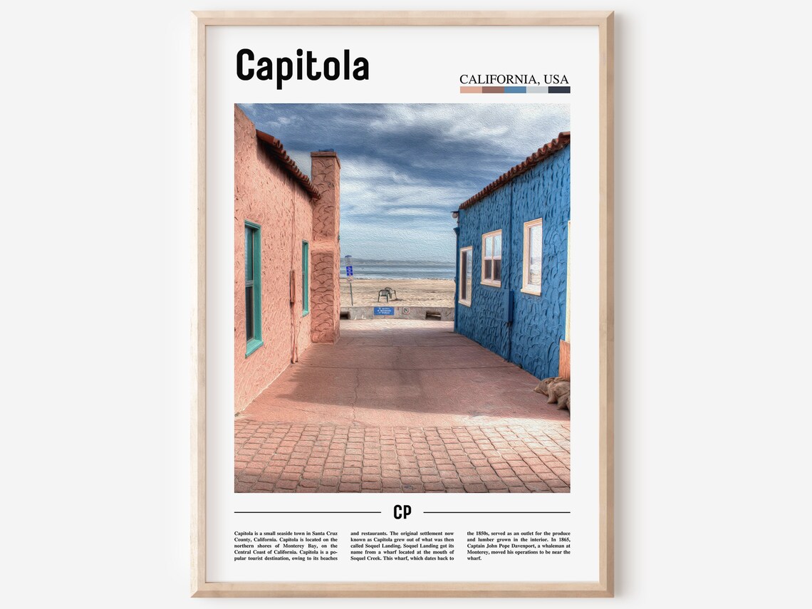 Capitola Print Capitola Poster Capitola Wall Art Minimal Travel Print Minimal City Poster Travel Destination Print Oil Painting Poster