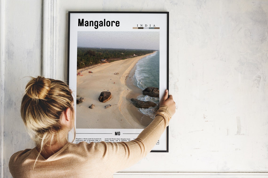 Mangalore India Coastal Beach Aerial Ocean View Poster MG Travel - Image 2