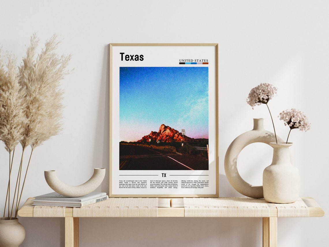 Texas Starry Desert Night Sky Red Rocks Road Trip Travel Poster - Image 3