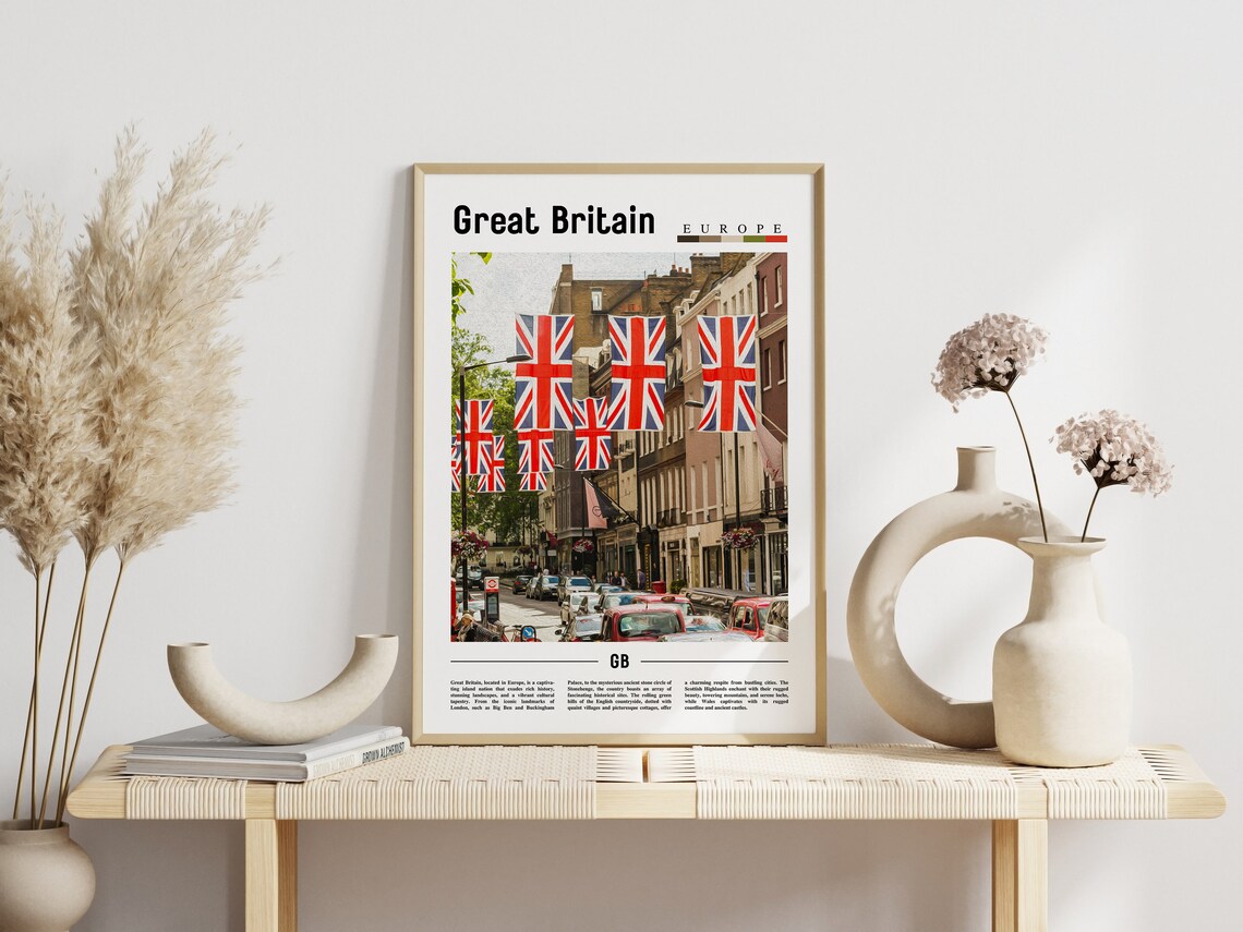 Great Britain Union Jack Street Scene European Travel Poster - Image 3