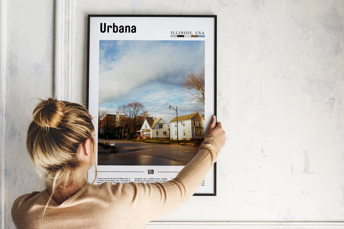 Urbana Illinois Travel Photography Poster Midwest Town Street View - Image 2