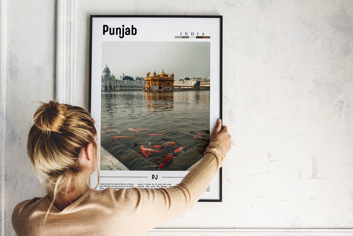 Punjab India Golden Temple Amritsar Sacred Pond Travel Poster - Image 2