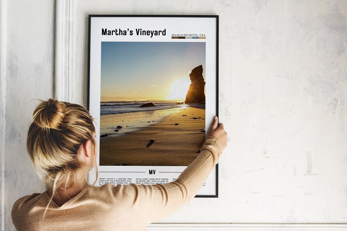 Martha's Vineyard Massachusetts Sunset Beach Rock Travel Poster - Image 2