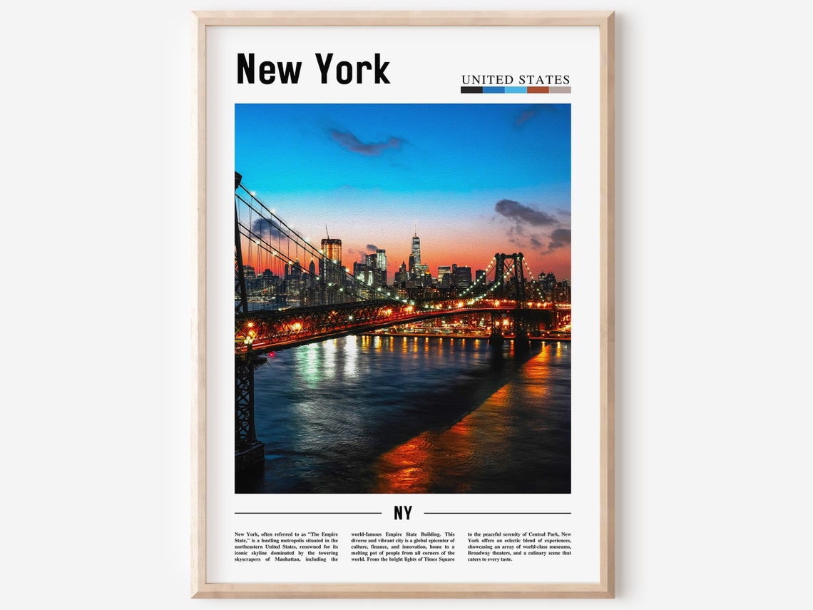 New York City Brooklyn Bridge Sunset Skyline Manhattan Poster