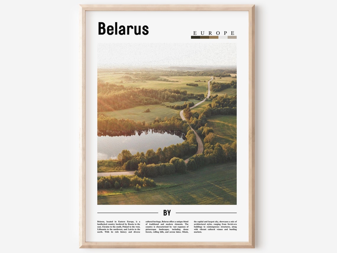 Belarus Europe Lake and Forest Countryside Aerial Photo Poster