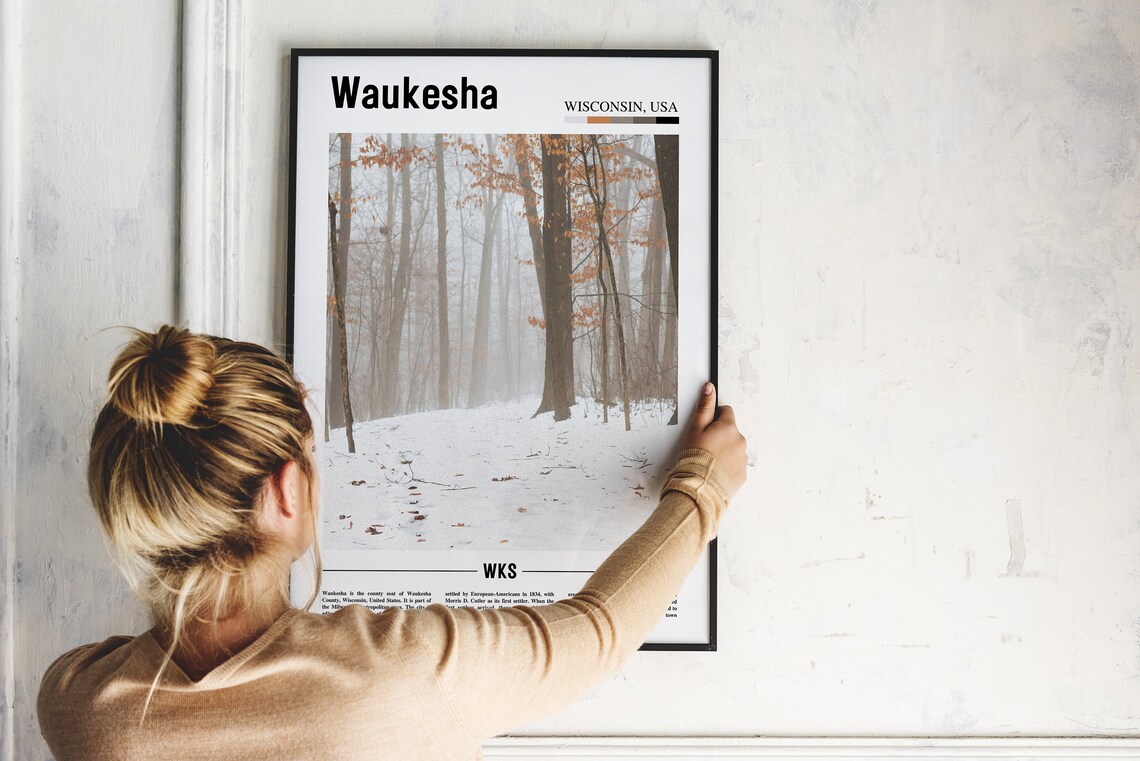 Waukesha Wisconsin Snowy Forest Winter Trees Photo Travel Poster - Image 2