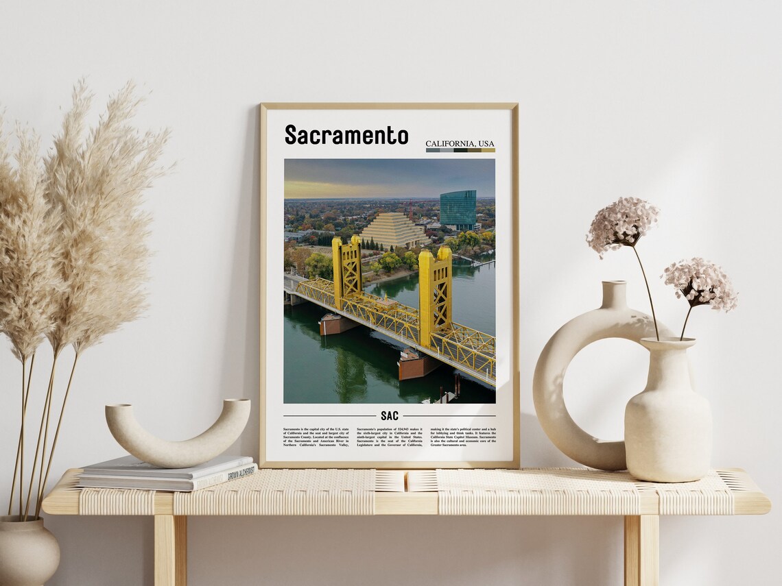Sacramento California Golden Tower Bridge River City Photo Poster - Image 3