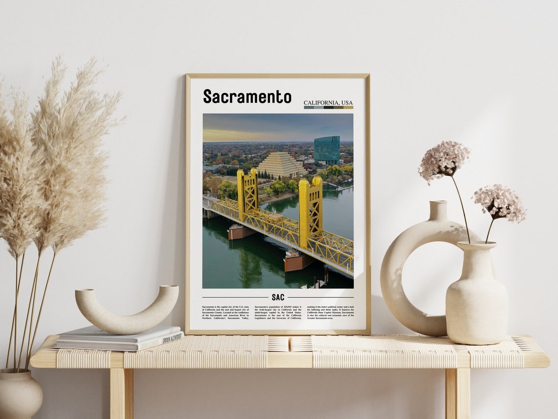 Sacramento Print Sacramento Poster Sacramento Wall Art Minimal Travel Print Minimal City Poster Travel Destination Oil Painting Poster - Image 3