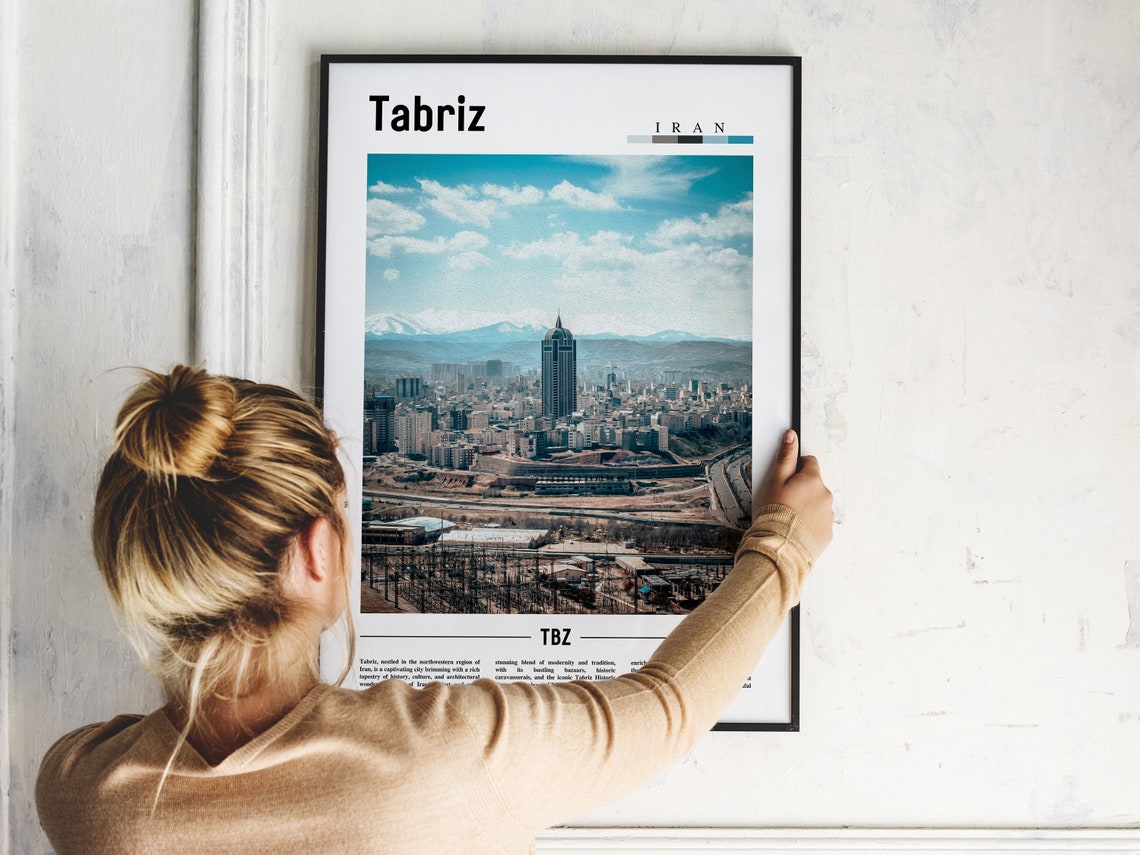 Tabriz Iran City Skyline Mountain Backdrop Modern Photo Poster - Image 2