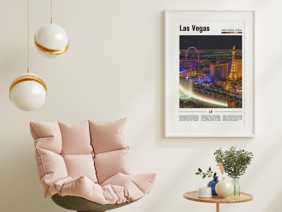 Las Vegas Print Las Vegas Poster Las Vegas Wall Art Oil Painting Poster Colorful City Print City Artwork Travel Artwork Travel Wall Art - Image 3