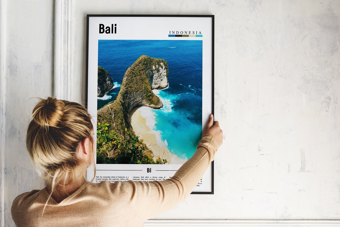 Bali Indonesia Kelingking Beach Cliff Aerial Ocean Photo Poster - Image 2