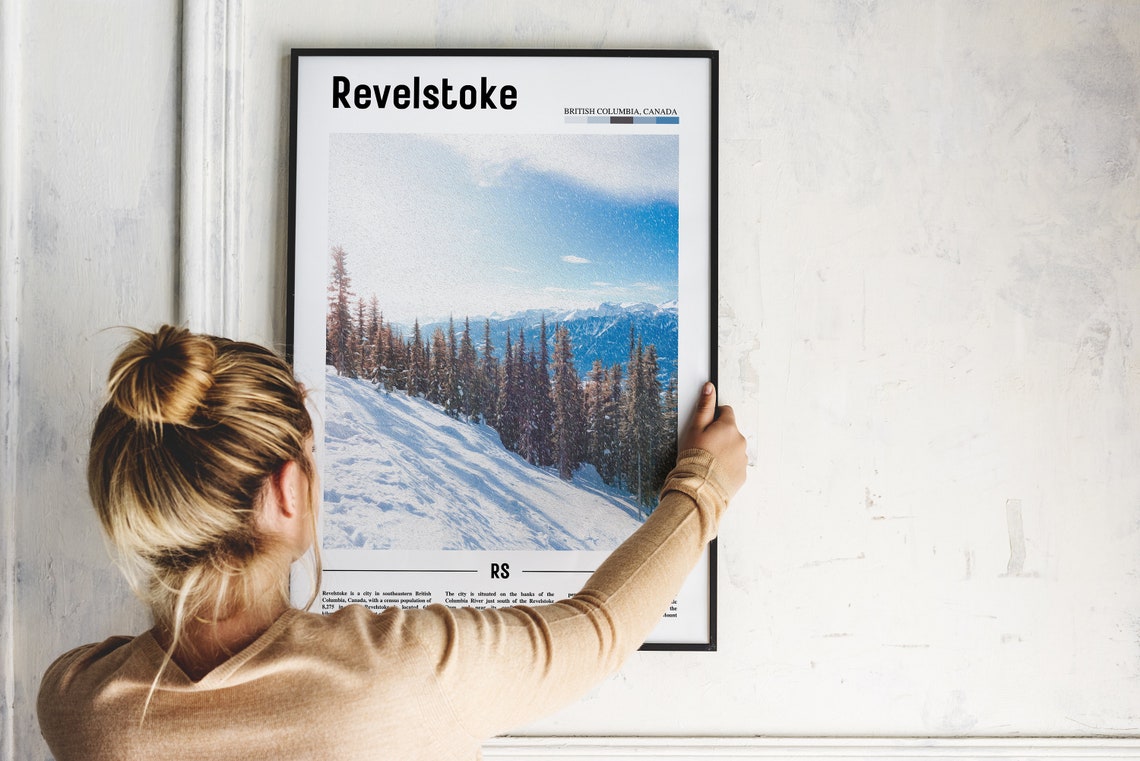 Revelstoke Print Revelstoke Poster Revelstoke Wall Art Minimal Travel Print Minimal City Poster Travel Destination Oil Painting Poster - Image 2