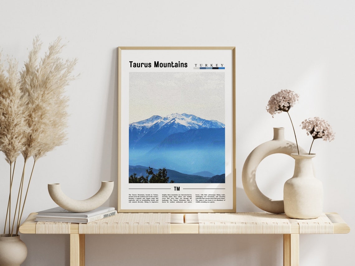 Taurus Mountains Turkey Snow Capped Peaks Blue Landscape Poster - Image 3