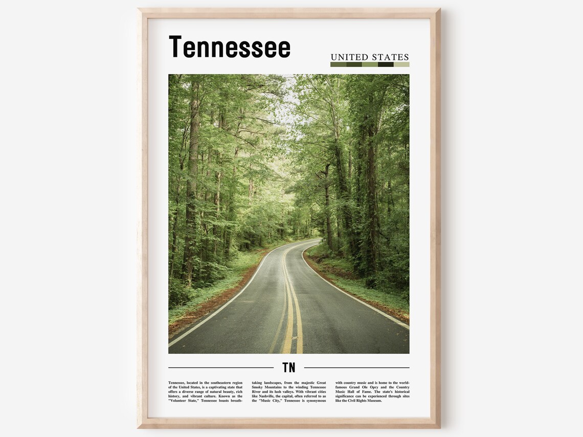 Tennessee Travel Poster, United States Wall Art