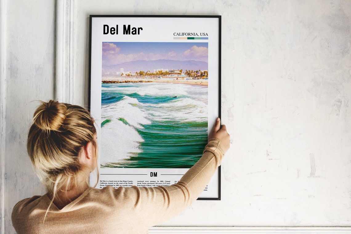 Del Mar Print Del Mar Poster Del Mar Wall Art Oil Painting Poster Colorful City Print City Artwork Travel Artwork Travel Wall Art - Image 2