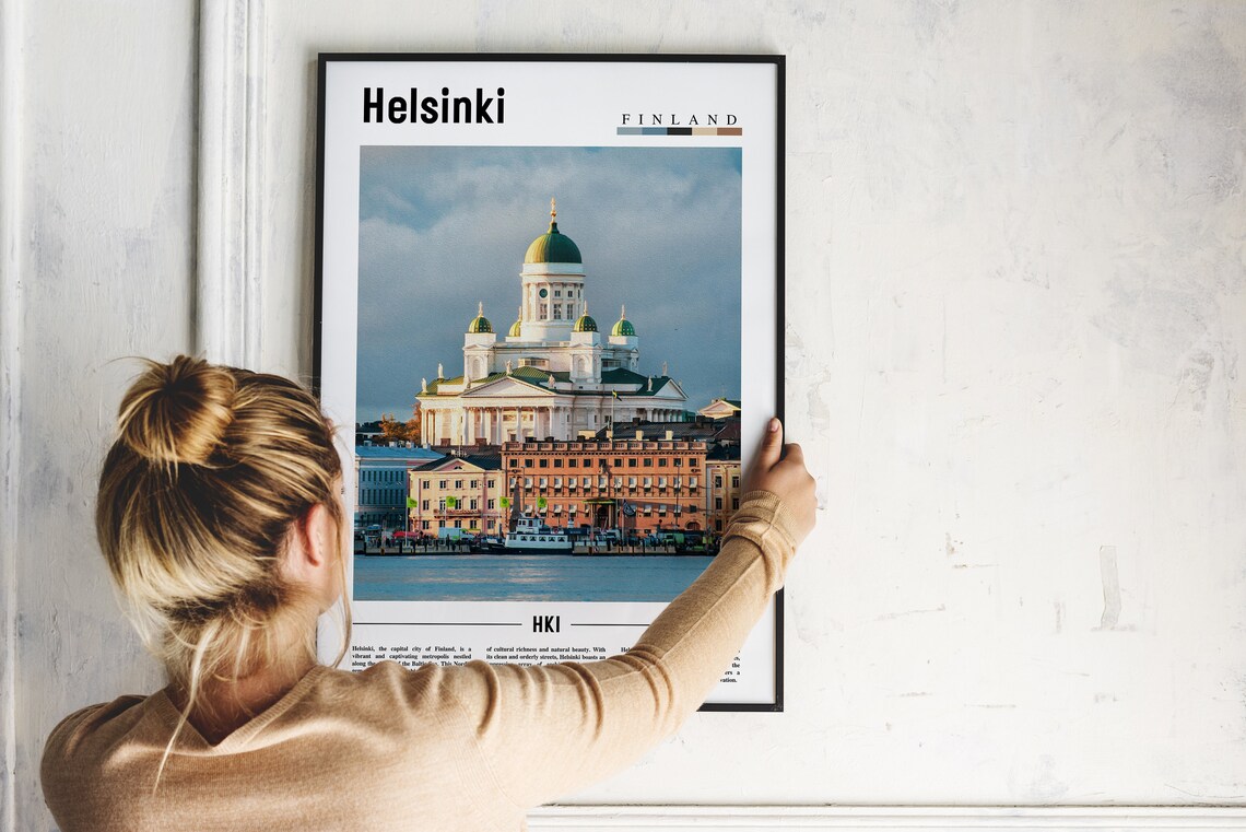 Helsinki Finland Cathedral Green Domes Harbor View Travel Poster - Image 2