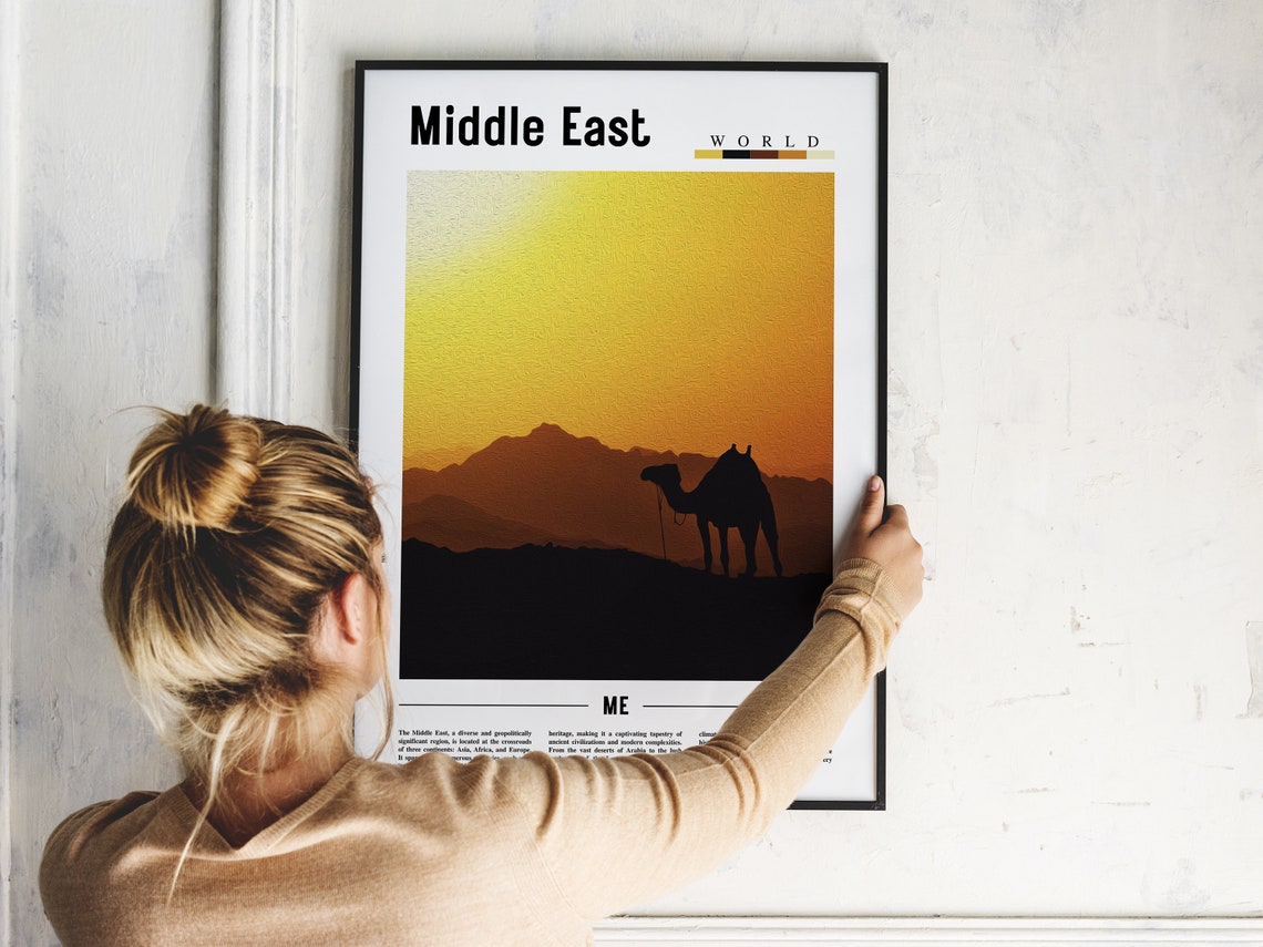 Middle East Desert Camel Sunset Silhouette Minimalist Travel Poster - Image 2