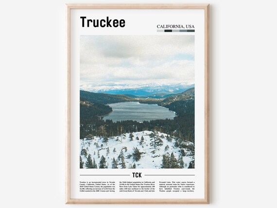 Truckee California Snowy Lake Pine Forest Winter Mountain Travel Poster
