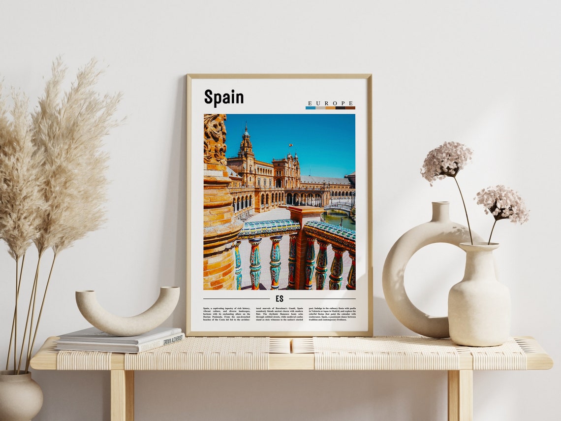 Spain Europe Plaza de Espana Seville Minimalist Travel Poster - Image 3