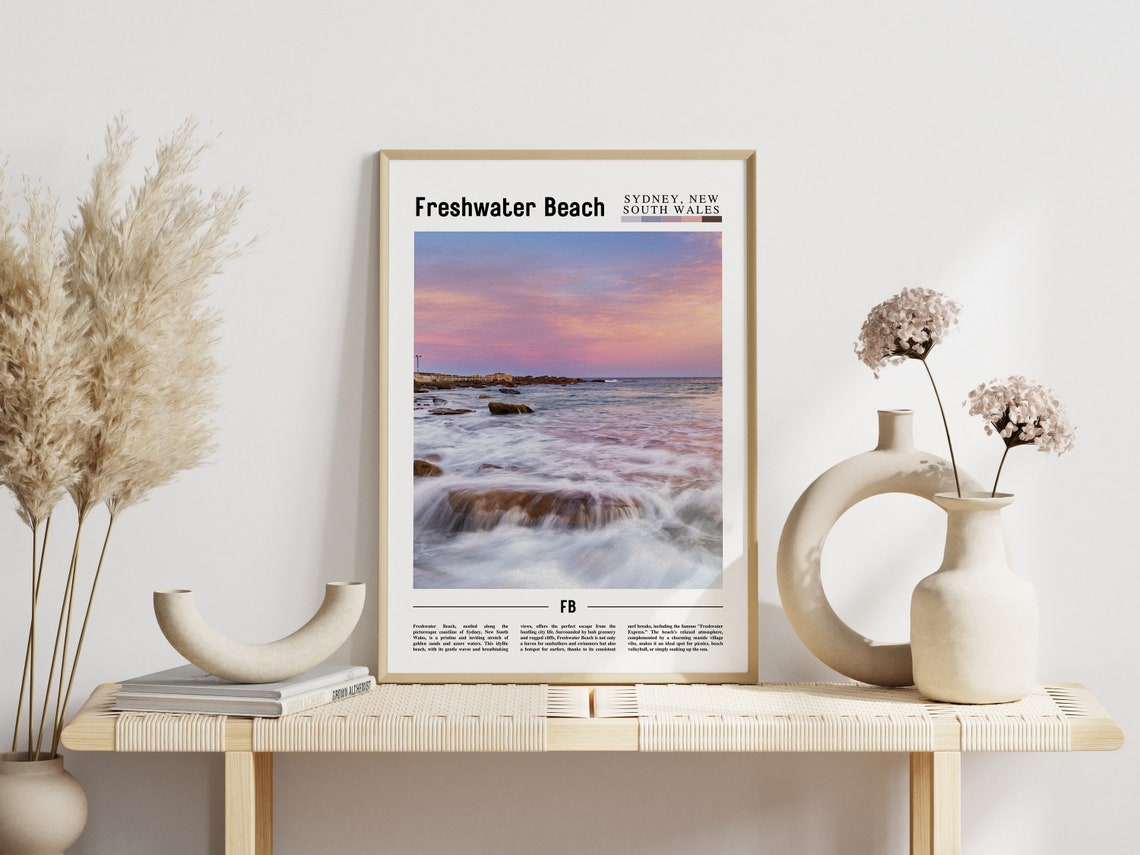 Freshwater Beach Sydney Sunset Rocky Shore Ocean Waves Poster - Image 3