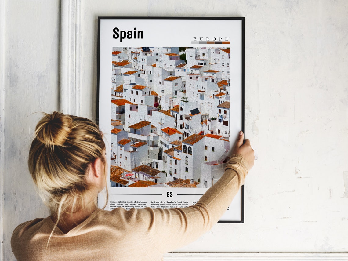 Spain White Village Andalusia Terracotta Rooftops Sunlit Travel Poster - Image 2