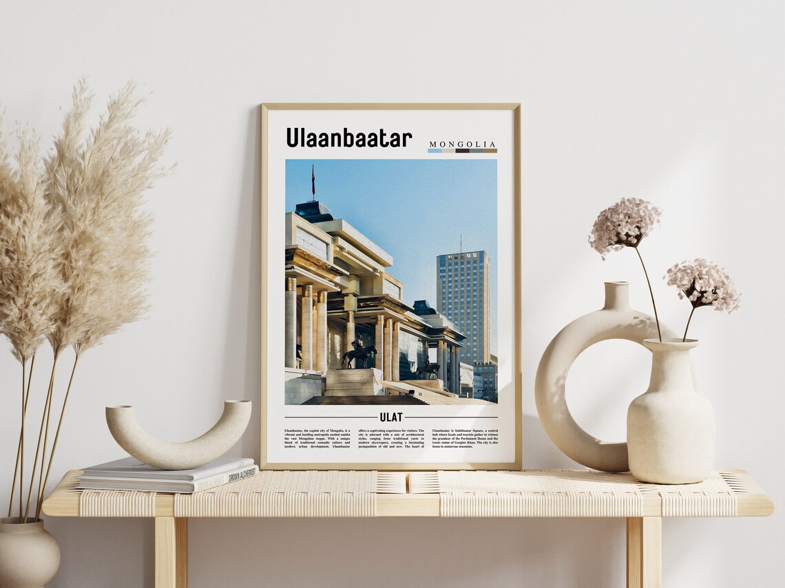 Ulaanbaatar Mongolia Parliament Square Capital City Travel Poster - Image 3