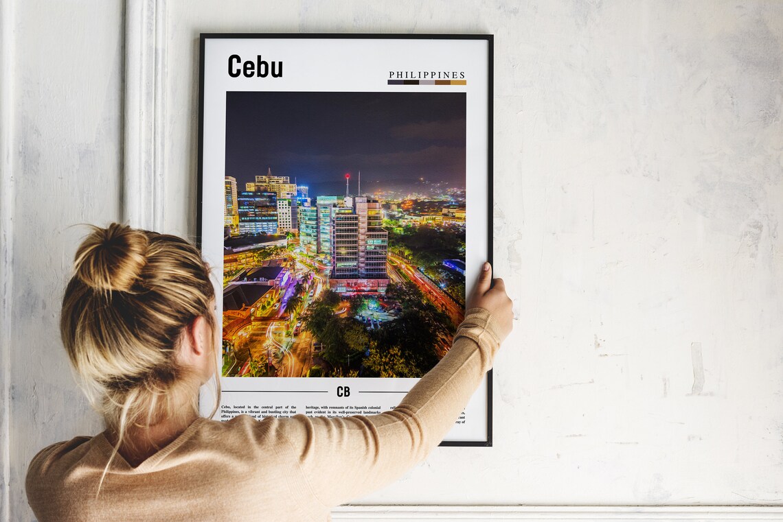 Cebu Philippines Vibrant Night Cityscape Skyline Asia Travel Print - Image 2