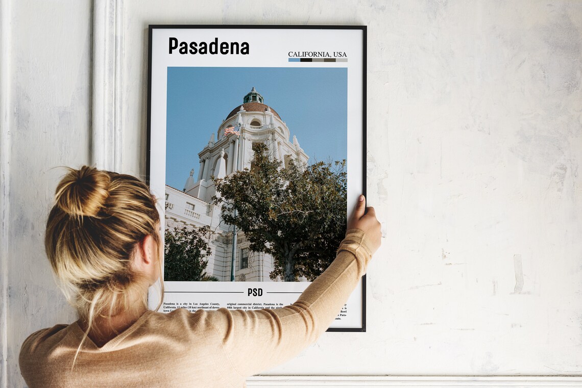 Pasadena Minimal Travel Poster, Oil Painting Style - Image 2