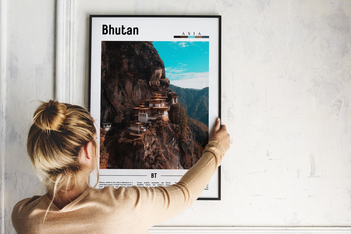 Bhutan Poster Bhutan Print Bhutan Wall Art Asia Print Asia Poster Asia Photo Minimal Travel Poster - Image 2